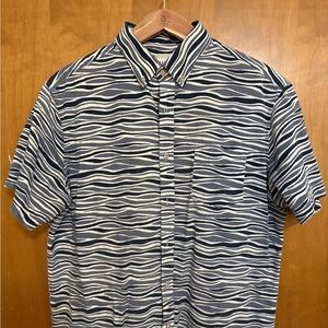 Men’s Navy & White Striped Button-Up Shirt